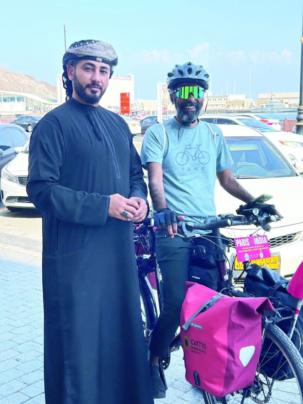 Cyclist Arun Thadagath at Muscat Souq