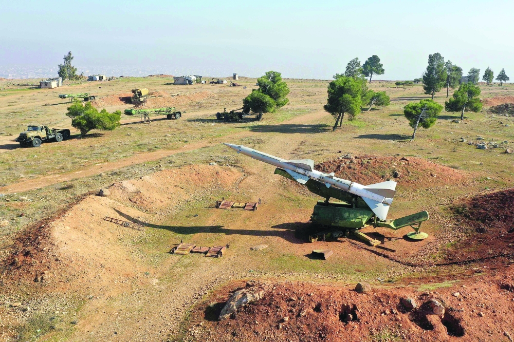 An aerial view shows an anti-aircraft missile at a Syrian army position near the city of Al Safira, south of Aleppo following reported Israeli strikes. — AFP