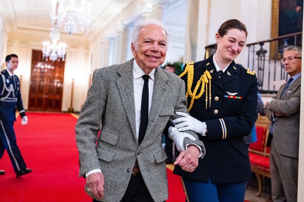Ralph Lauren arrives at the Medal of Freedom ceremony at the White House in Washington on Saturday, Jan. 4, 2025. (Valerie Plesch/The New York Times)