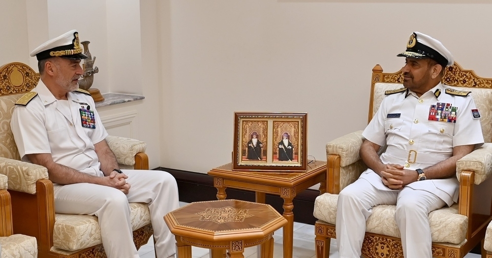 Vice Admiral Abdullah Khamis Al Raisi with Admiral Enrico Credendino in Muscat on Wednesday