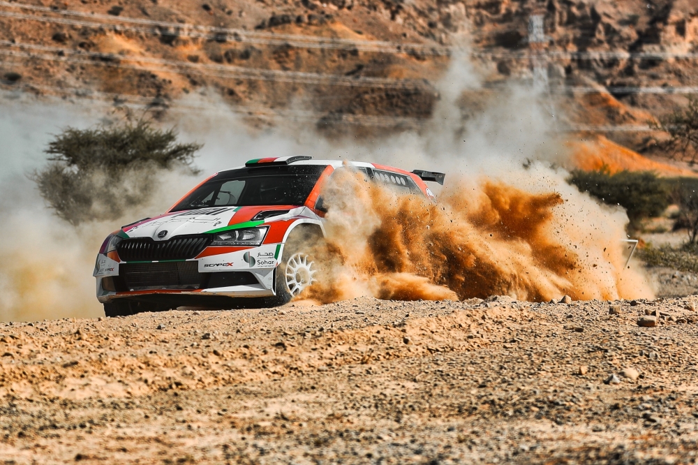 Oman's Abdullah al Rawahi in action during the Oman International Rally 2023.