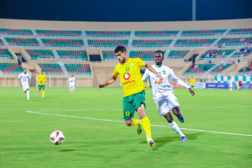 Seeb's Mohammed al Musallami in action against Al Nahda.