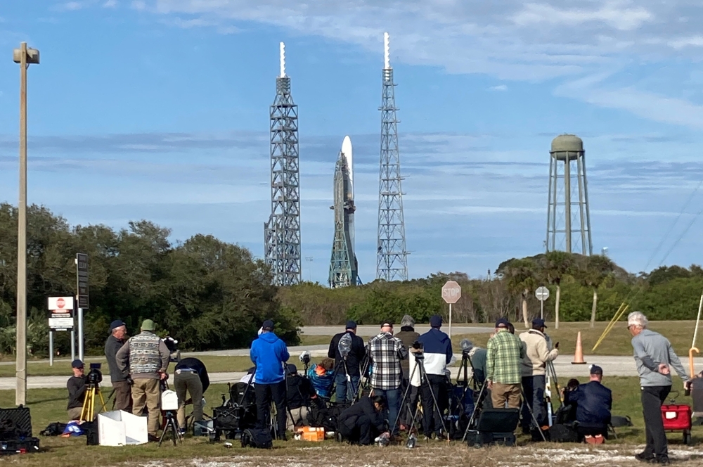 Blue Origin's New Glenn rocket sits on the launch pad one day before its maiden flight (NG-1)
