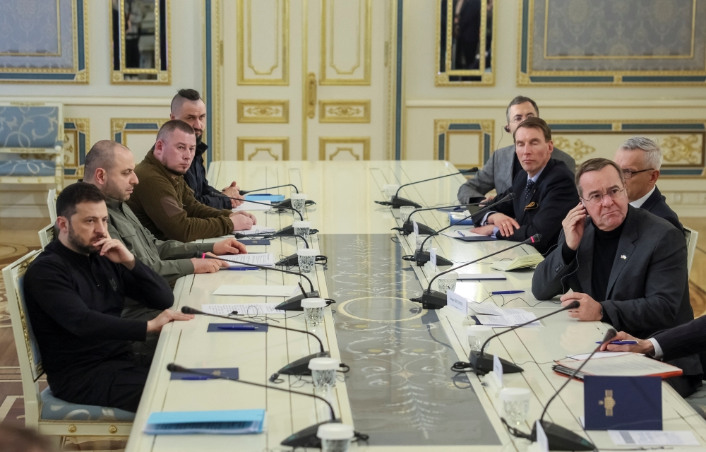 German Defence Minister Boris Pistorius and Ukraine's President Volodymyr Zelenskiy meet, in Kyiv. — Reuters 