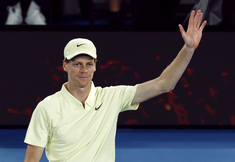 Tennis - Australian Open - Melbourne Park, Melbourne, Australia - January 16, 2025 Italy's Jannik Sinner celebrates after winning his second round match against Australia's Tristan Schoolkate REUTERS/Kim Kyung-Hoon
