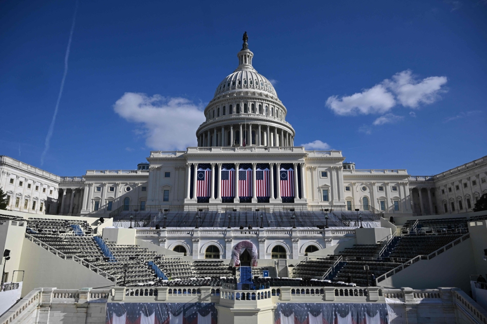 American flags are displayed on the West Front of the US Capitol building, in Washington, DC. — AFP 