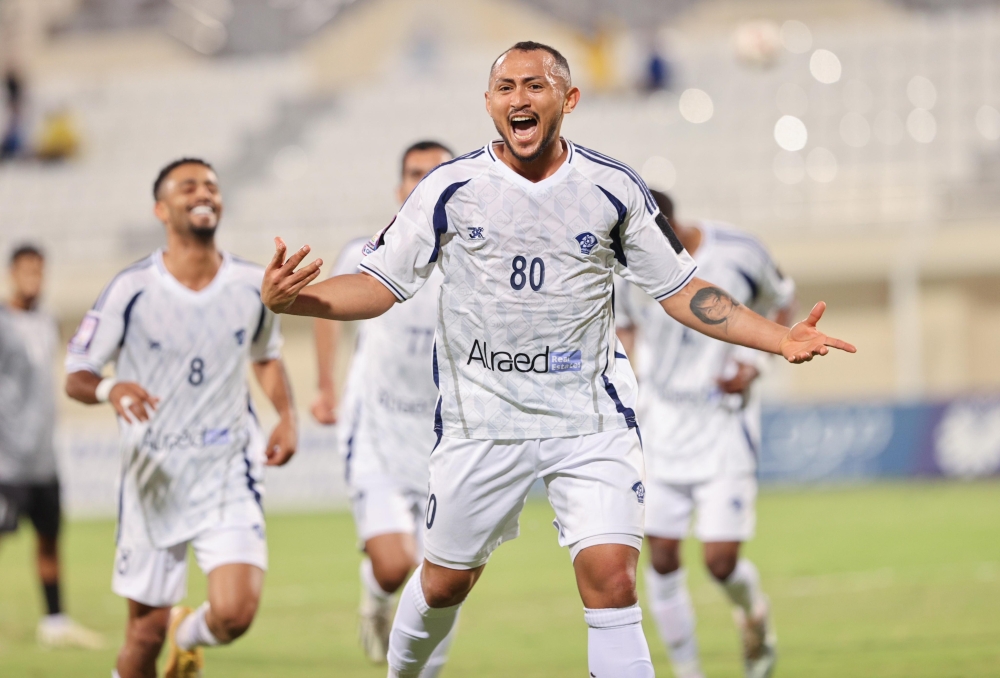 Jouleson celebrates scoring the first goal for Al Shabab.