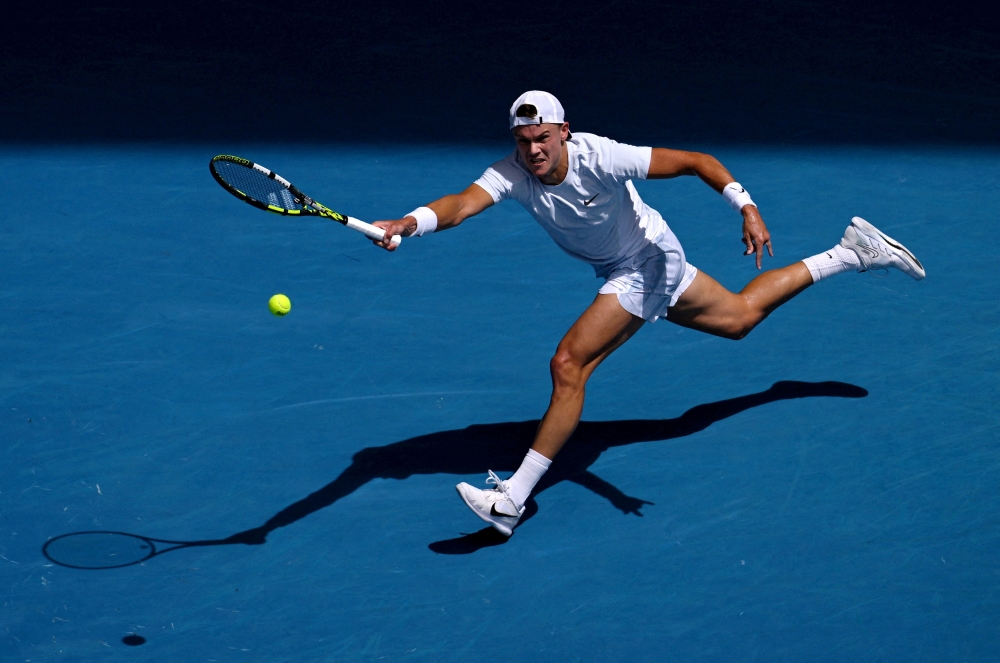 Denmark's Holger Rune in action during his fourth round match against Italy's Jannik Sinner. — Reuters