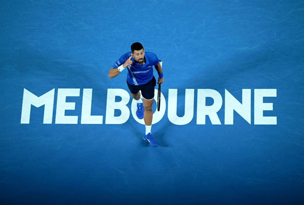 Serbia's Novak Djokovic reacts during his quarter final match against Spain's Carlos Alcaraz REUTERS