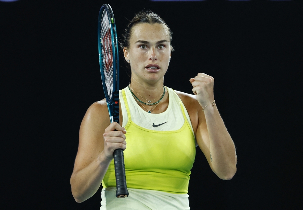 Belarus' Aryna Sabalenka celebrates winning her quarter final match against Russia's Anastasia Pavlyuchenkova REUTERS
