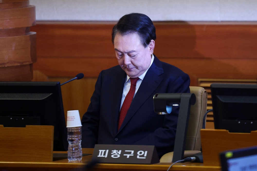 South Korea impeached President Yoon Suk Yeol attends his impeachment trial at the Constitutional Court, in Seoul. — AFP 
