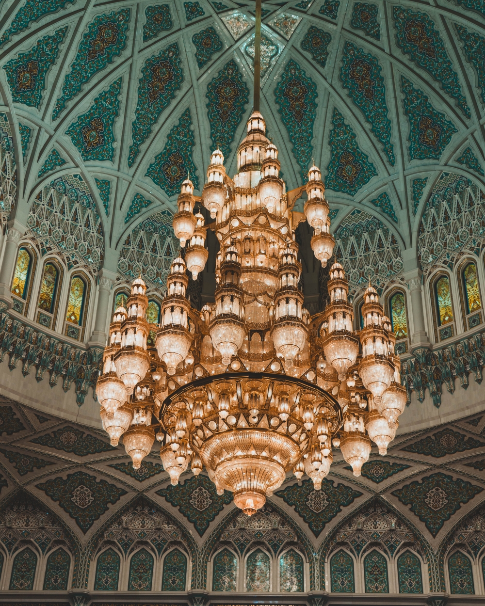 Chandeliers at Sultan Qaboos Mosque