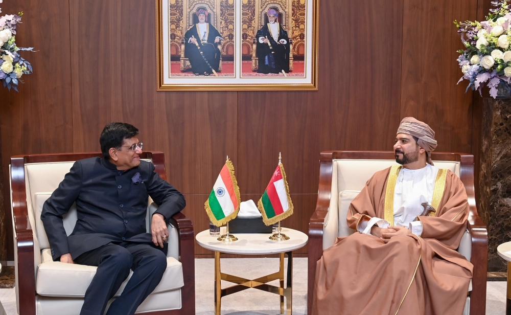  Qais Mohammed Al Yousef with Piyush Goyal in Muscat on Monday