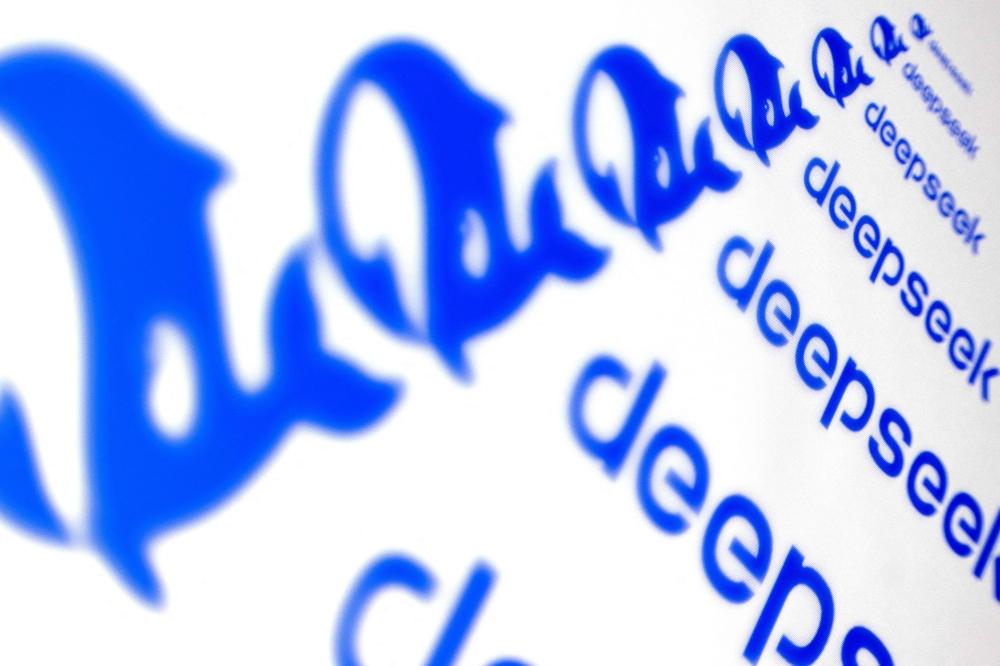 This photograph shows the logo of the Chinese app DeepSeek in Paris