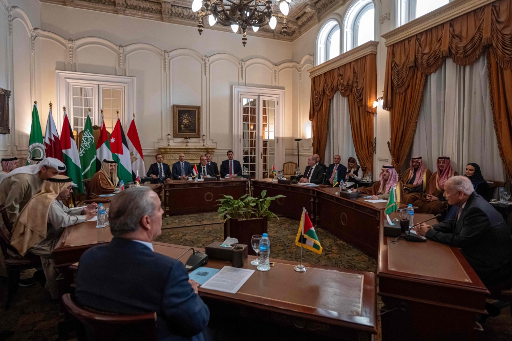 Foreign ministers from Jordan, Saudi Arabia, Qatar, and the UAE, discuss proposals for Egypt and Jordan to host Palestinians displaced from the Gaza Strip, in Cairo 