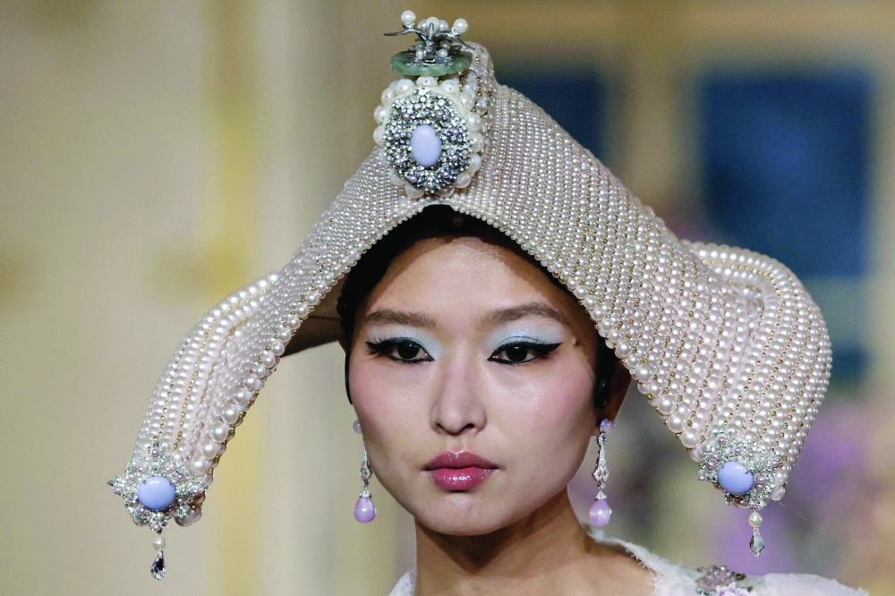 A model presents a creation for Miss Sohee during the Women's Haute-Couture Spring/Summer 2025 Fashion Week, in Paris on January 30, 2025.