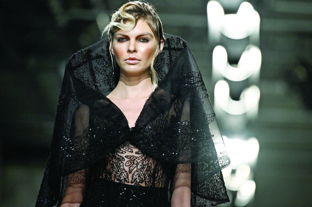 A model presents a creation for Juana Martin during the Women's Haute-Couture Spring/Summer 2025 Fashion Week, in Paris on January 30, 2025.