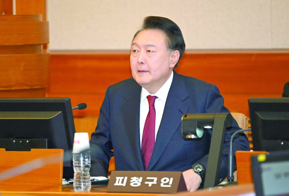 South Korea's impeached president Yoon Suk Yeol attends the fifth hearing of his impeachment trial, at the Constitutional Court in Seoul. — AFP