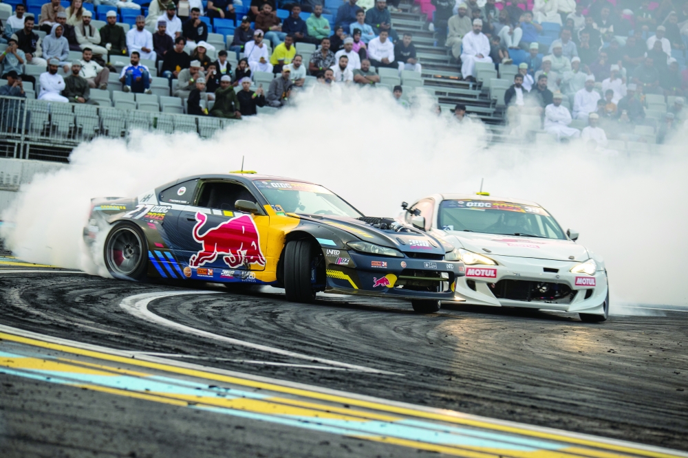 Action from the first round of the Oman International Drift Championship in Muscat.