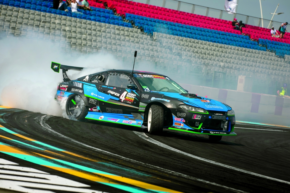 Action from the first round of the Oman International Drift Championship in Muscat.