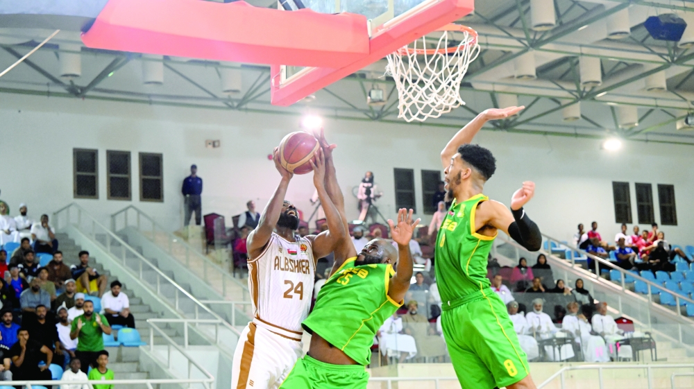 Seeb and Al Bashayer players in action during the final.