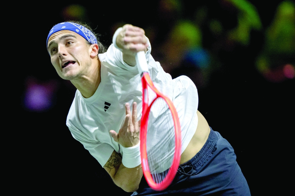 Italy's Mattia Bellucci returns a shot against Russia's Daniil Medvedev in the ATP500 Rotterdam Open at the Ahoy venue in Rotterdam. — AFP
