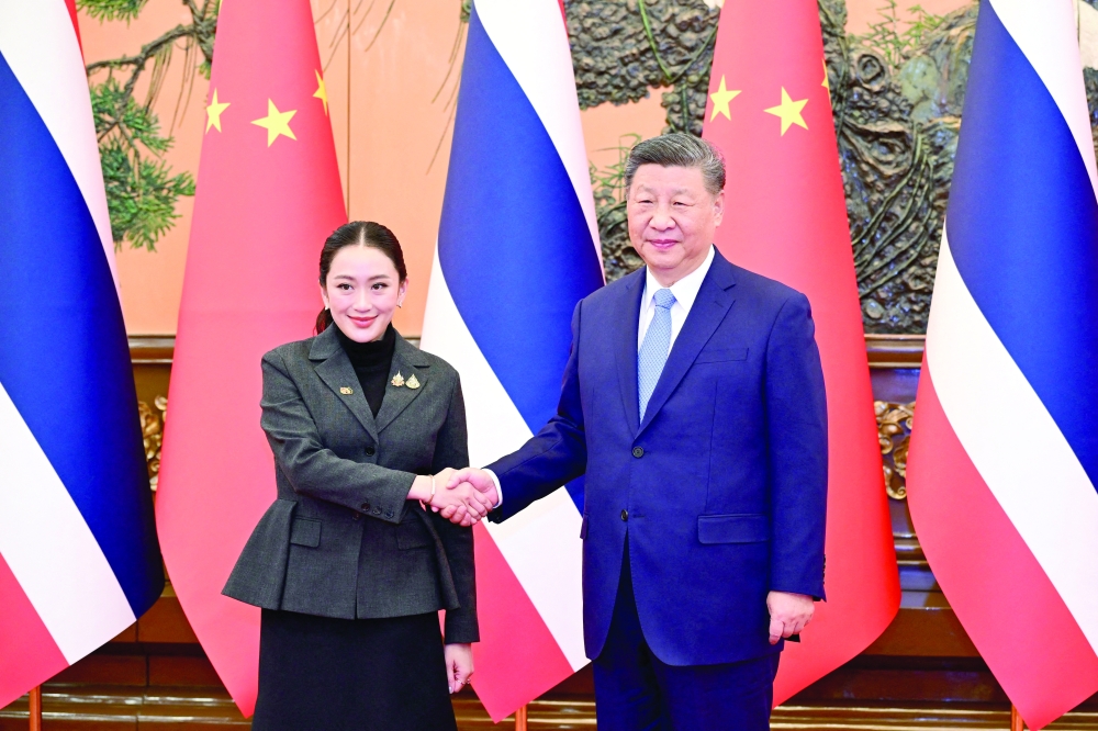 Chinese President Xi Jinping and Thai Prime Minister Paetongtarn Shinawatra