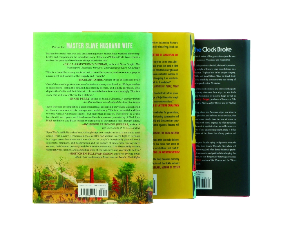 A trio of hardcover book with blurbs that have supplanted author photos as the back cover design of choice. — The New York Times