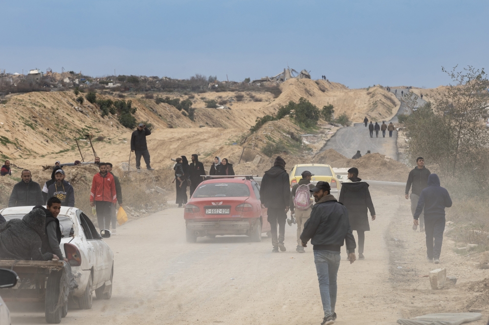 President Donald Trump again reiterated his proposal for the United States to take over Gaza, and force out the Palestinian population there, telling reporters on Air Force One on Sunday that the strip of land was “a big real estate site” that the United States was “going to own.” (Saher Alghorra/The New York Times)  