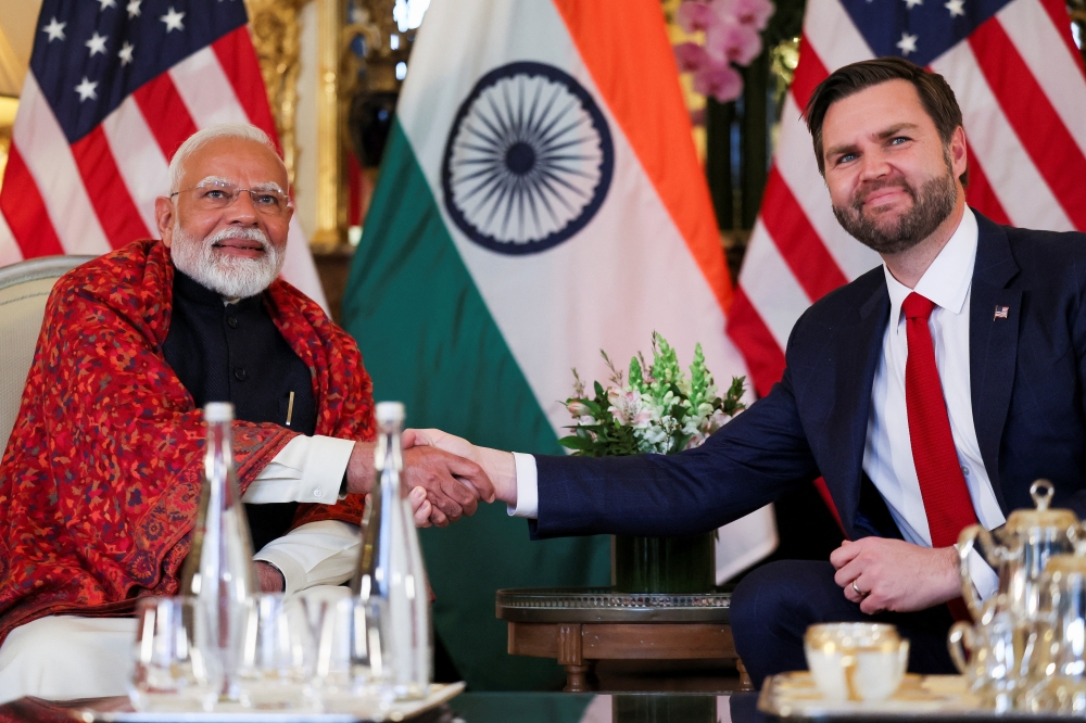 US Vice President JD Vance shakes hands with Indian Prime Minister Narendra Modi 