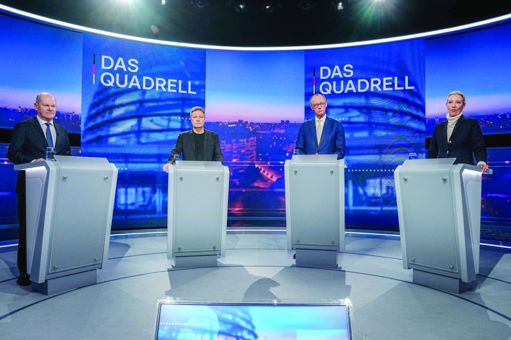 German parties candidates take part in a TV debate ahead of the parliamentary election, in Berlin. — AFP