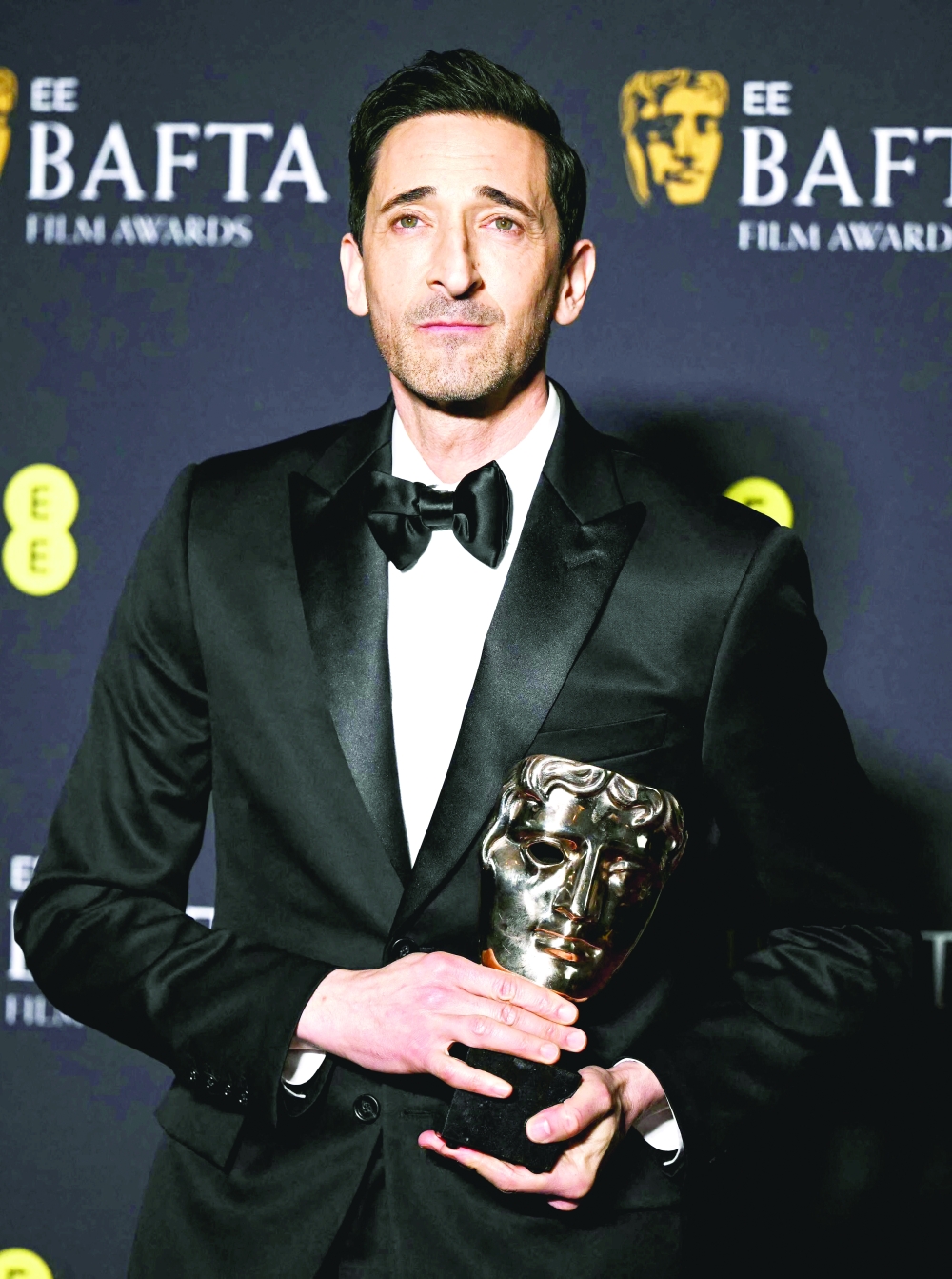 US actor Adrien Brody poses with the award for Best leading actor for "The Brutalist" during the BAFTA British Academy Film Awards ceremony at the Royal Festival Hall, Southbank Centre, in London, on February 16, 2025.