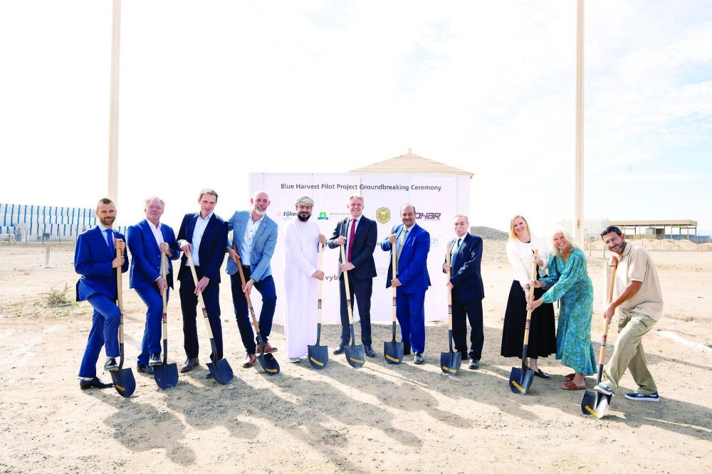 The 'Blue Harvest' project is a pioneering effort in Oman, aiming to produce Miscanthus fibres for applications in 3D-printable concrete and bioplastics used in indoor construction materials.