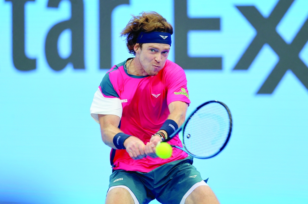 Russia's Andrey Rublev in action during his quarterfinal against Australia's Alex de Minaur. – Reuters