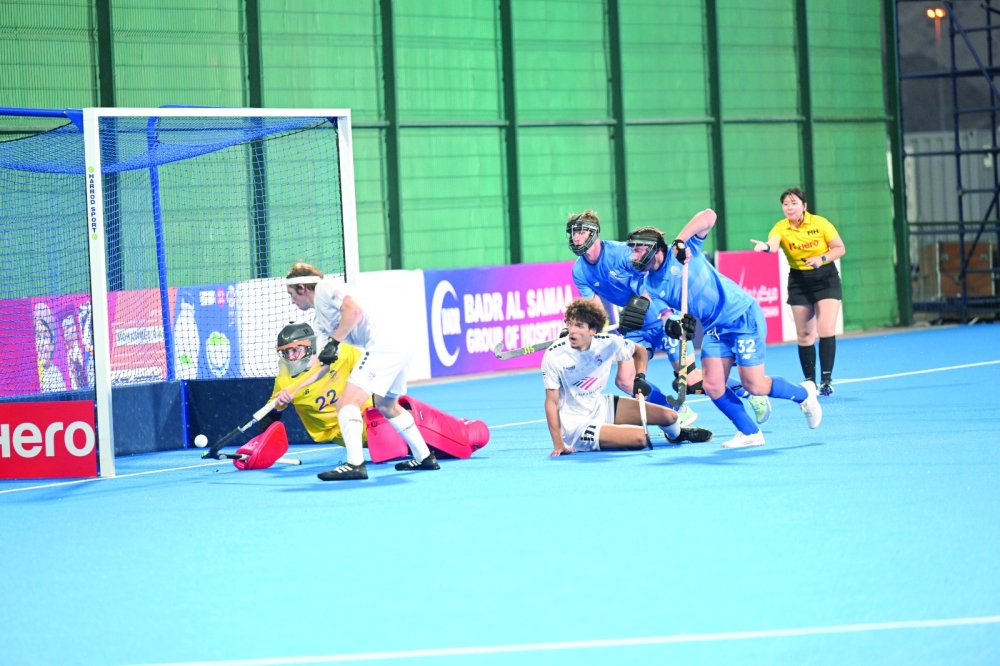 Goalmouth action during Scotland-US match.