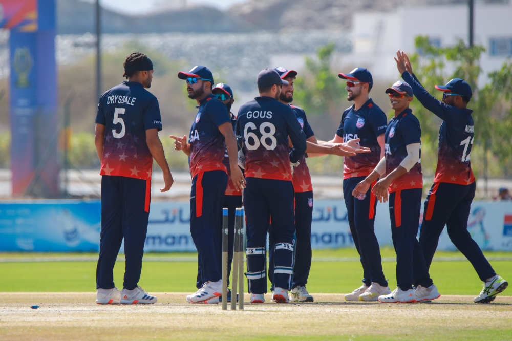 USA team celebrating a wicket
