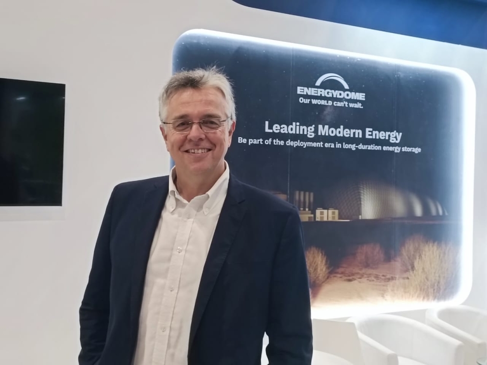 Paul Smith, SVP Global Sales — Energy Dome, pictured at the company’s stall at the Oman Climate Week Expo that opened in Muscat on February 24, 2025. The multi-day expo has been organised by Omani events firm Birba with the support of the Environment Authoiry.