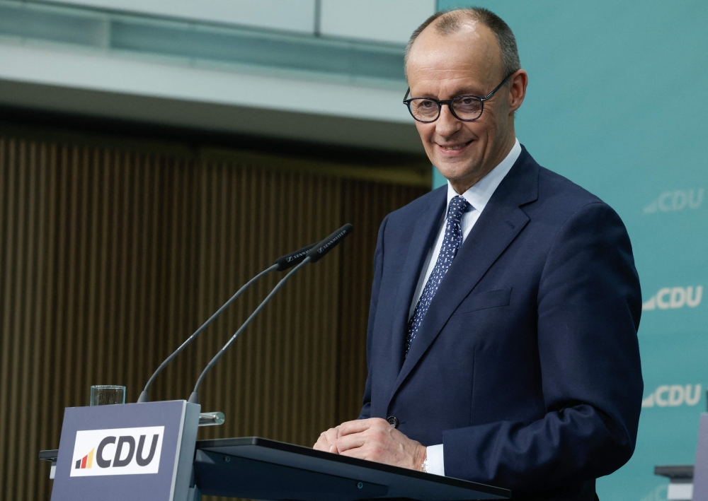 The leader of Germany's Christian Democratic Union (CDU) Friedrich Merz addresses a press conference, in Berlin. — AFP 