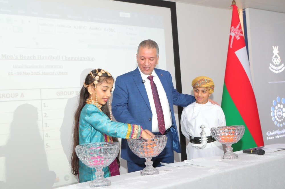 The draw of 10th AHF Asian Men’s and Women’s Beach Handball championship in Muscat.