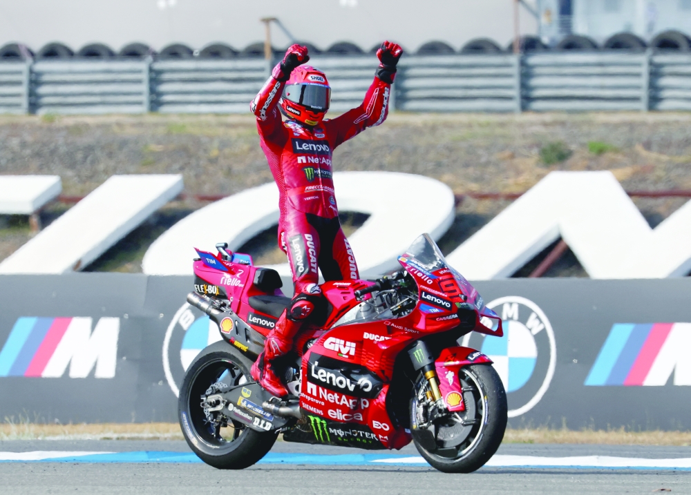 Marc Marquez celebrates after winning. — Reuters