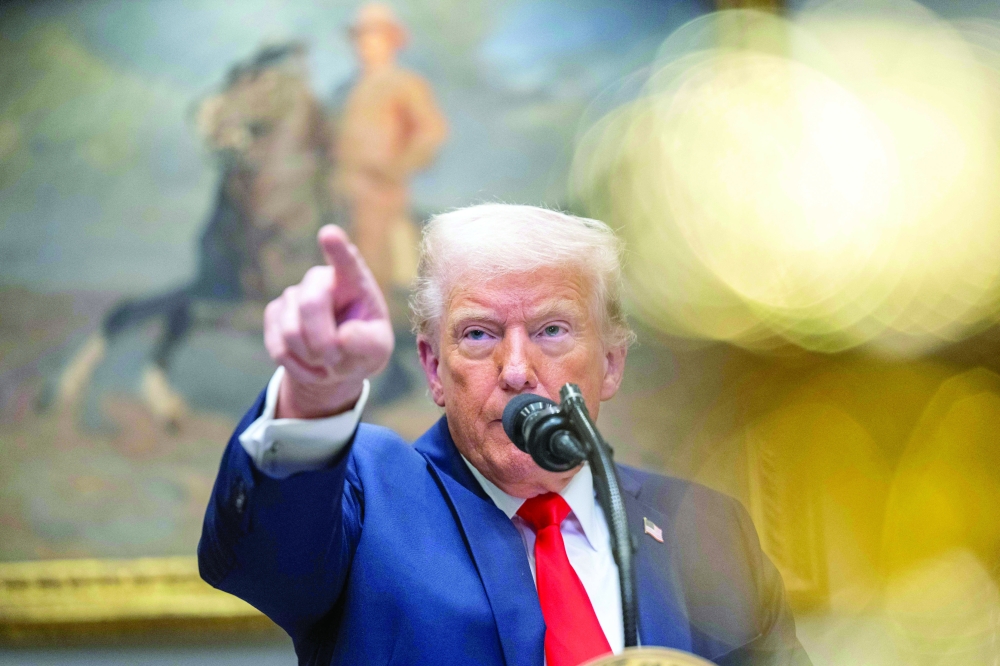 US President Donald Trump speaks in the Roosevelt Room of the White House in Washington, DC. — AFP 