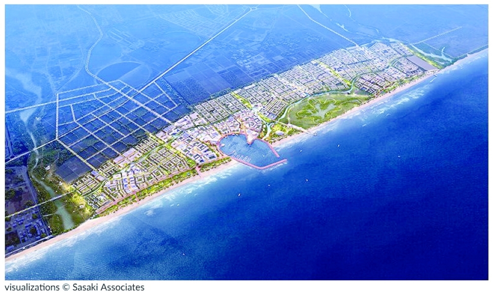 The development will integrate urban growth with environmental preservation while positioning Salalah as a model for sustainable urbanism. Image © Sasaki Associates