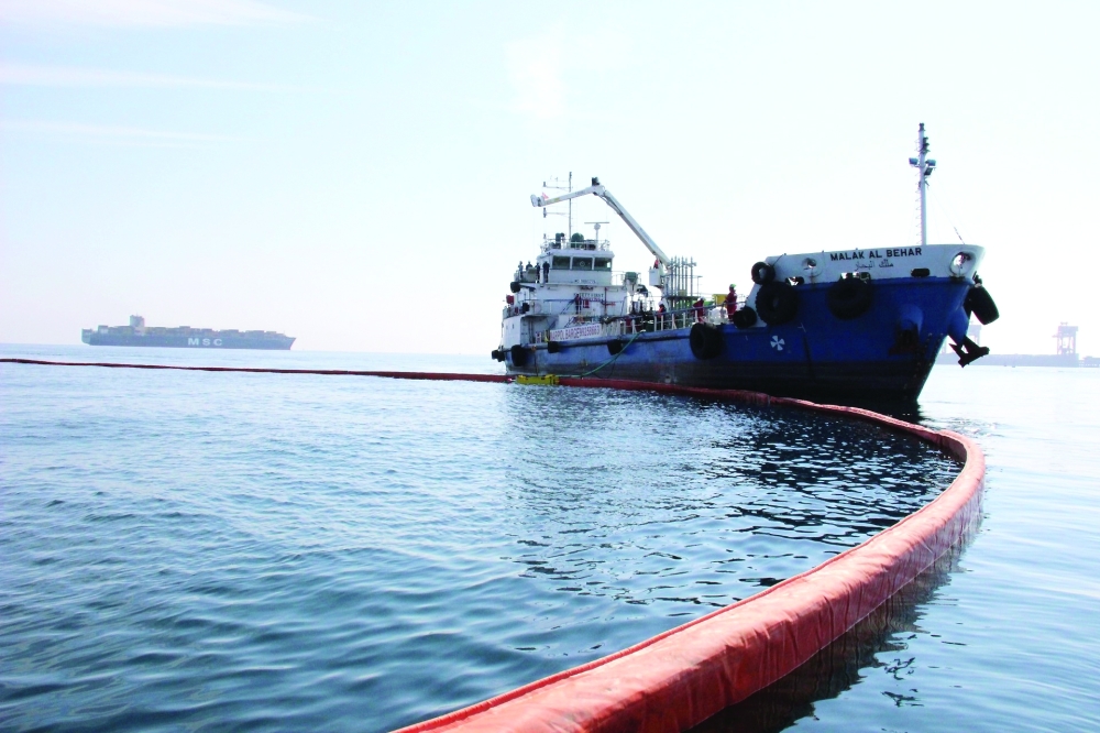 Oil spill off the Sea of Oman coast.