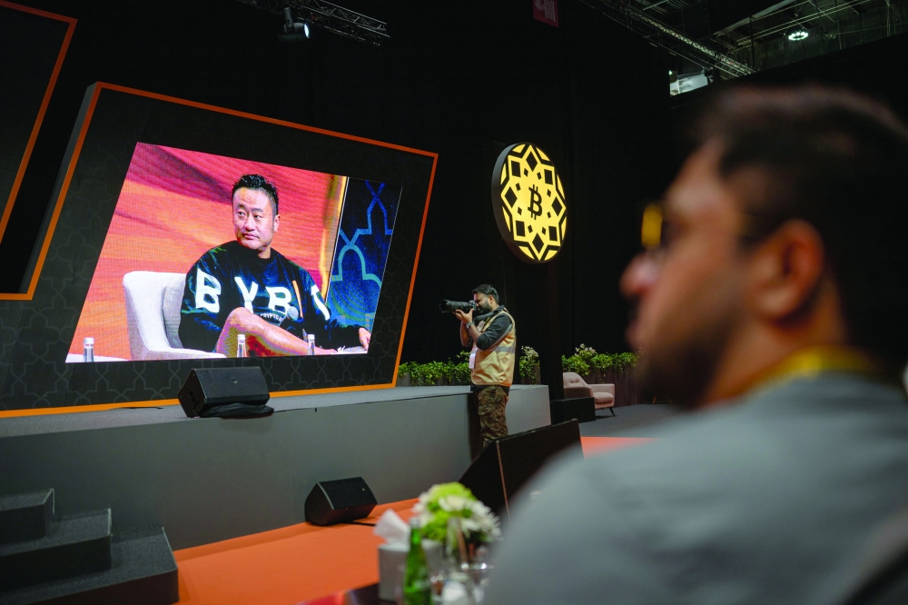 Ben Zhou, chief executive, of Bybit, speaks at a cryptocurrency conference in Abu Dhabi. NYT file photo
