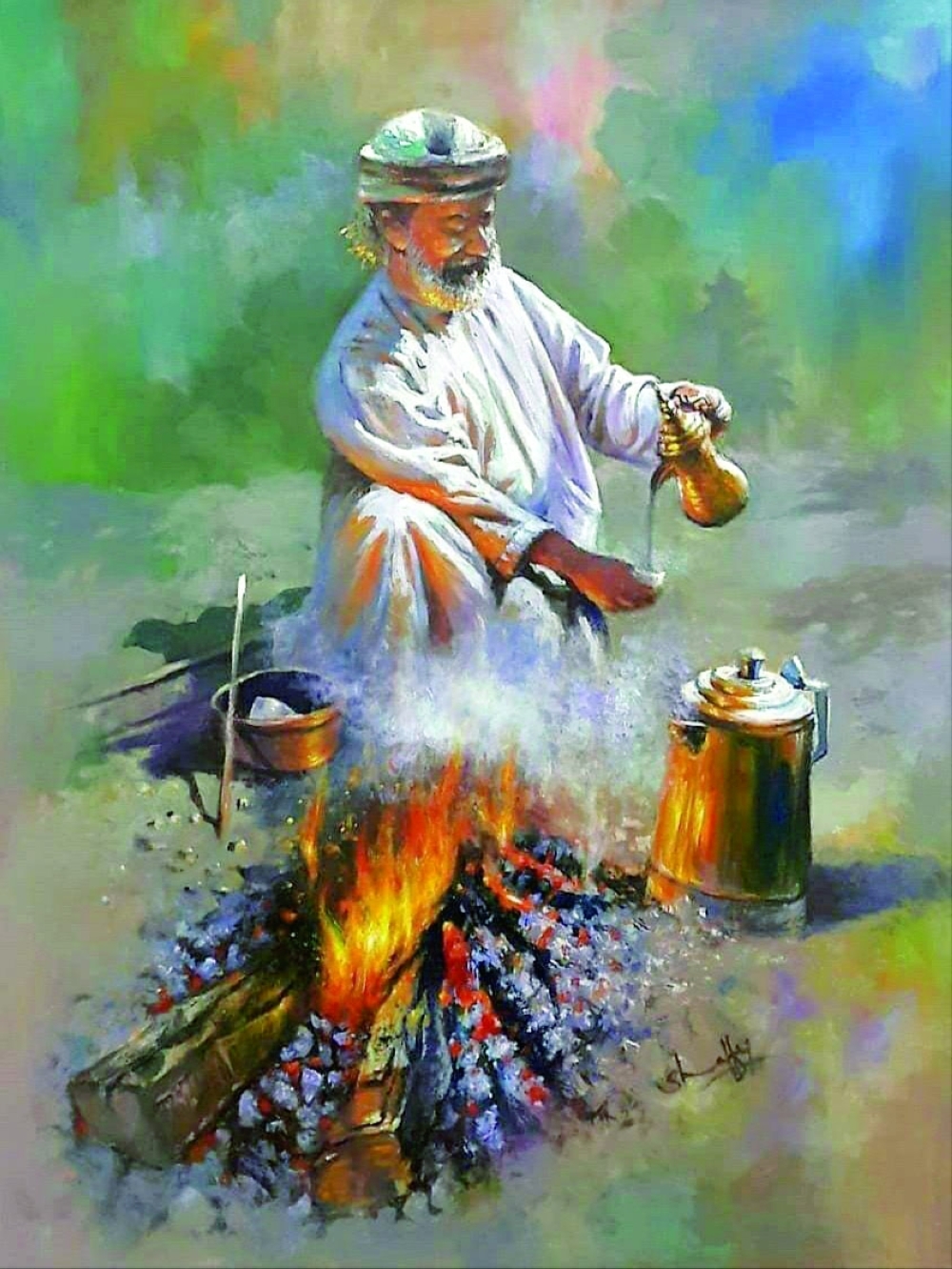 'Flames of Generosity', Sheffy Tattarath's acrylic on canvas