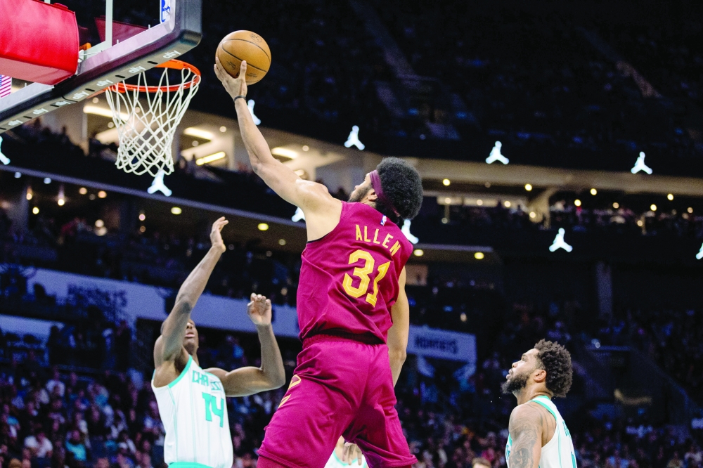 Cleveland Cavaliers centre Jarrett Allen (31) shoots against the Charlotte Hornets during the third quarter at Spectrum Center. — Reuters