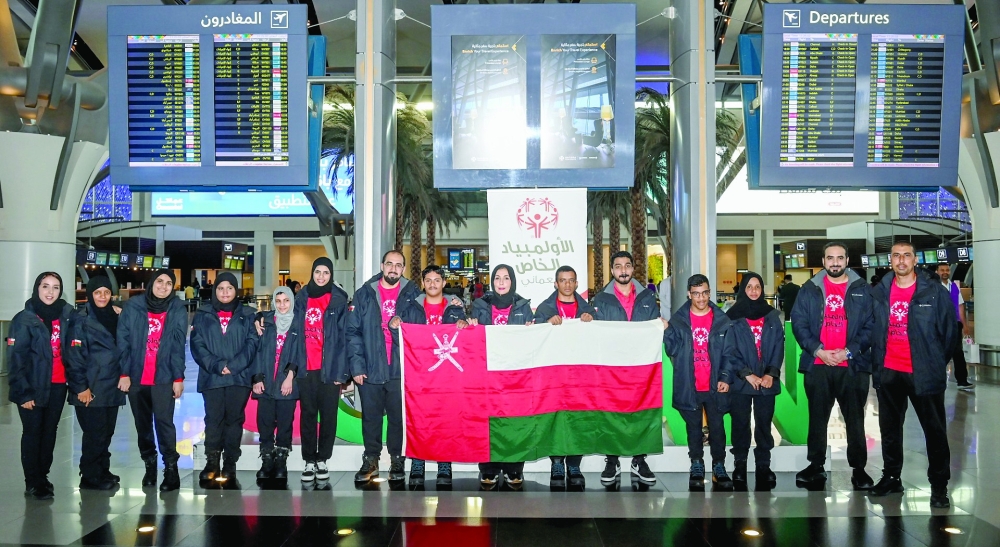 Omani athletes seen before departure to Turin to compete in the 12th Special Olympics World Winter Games 2025
