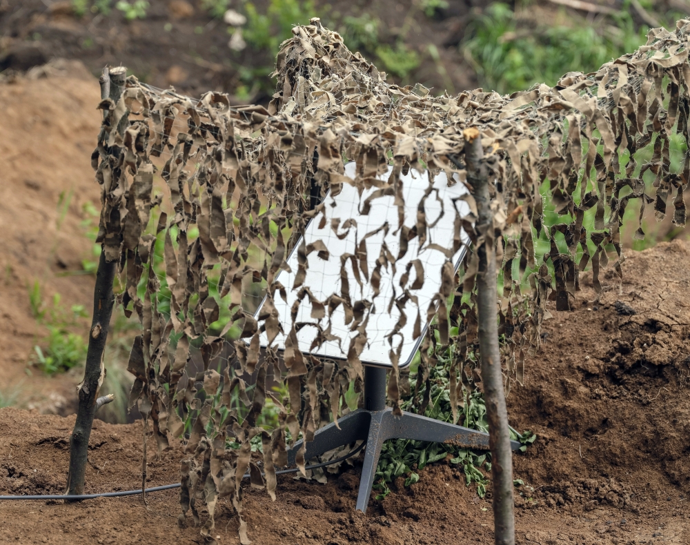 A Starlink terminal camouflaged with a net near the eastern frontline in Ukraine. — NYT file photo