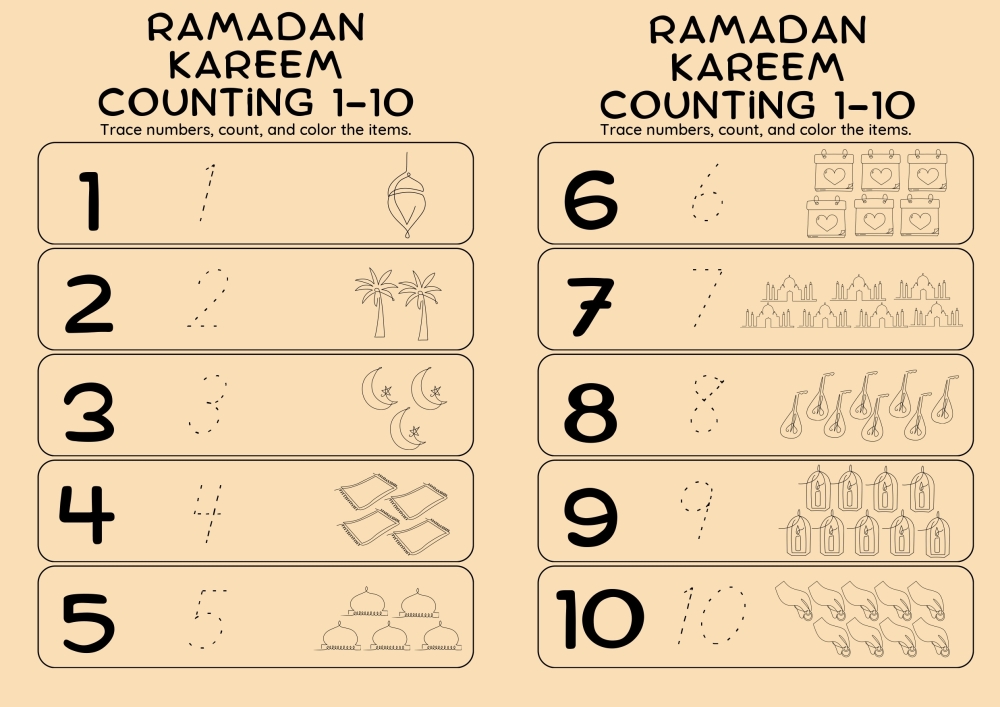 Excercise page from Ramadhan Edition of Cute Little Talkers Tool Kit