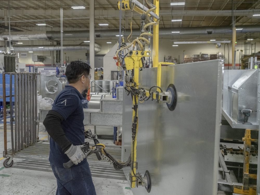 A factory that makes heating and air-conditioning units for the American company Trane, outside Monterrey, Mexico, Dec. 17, 2024. (Alejandro Cegarra/The New York Times)